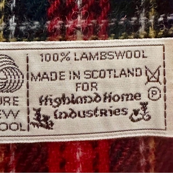 Red Tartan Vintage Wool Scarf - Picture 3 of 3